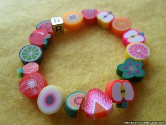 fruit bracelet made during 5 year old girls birthday party