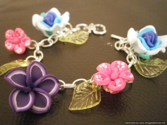 hand made fimo flower charm bracelet