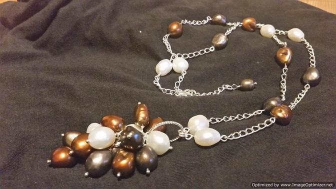 Hand made pearl cluster pendant necklace